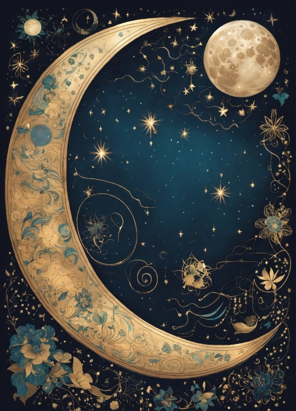 Moon, World, Crescent, Art, Astronomical Object, Painting