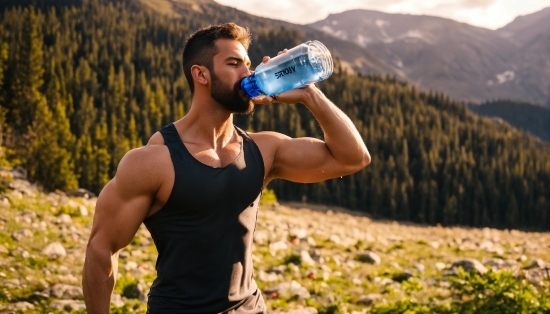Mountain, Plant, People In Nature, Water Bottle, Bottled Water, Grass