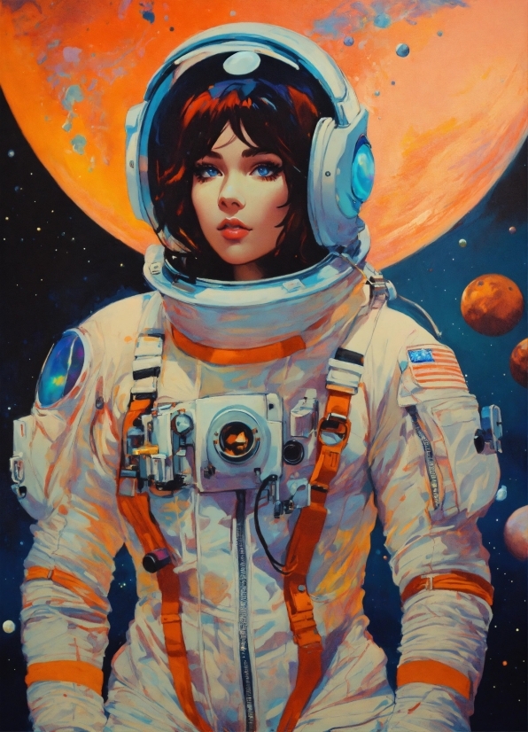 Orange, Paint, Sleeve, Art, Astronaut, Cool
