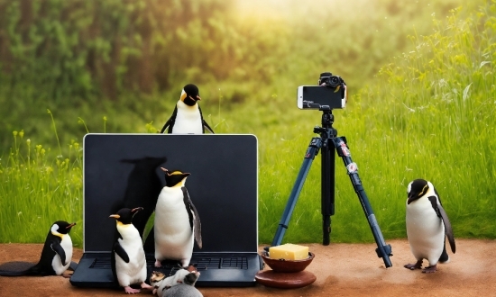 Penguin, Photograph, Vertebrate, White, Bird, Light