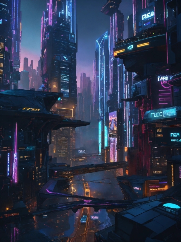 Photolab, Skyscraper, Building, Purple, Electricity, Tower Block