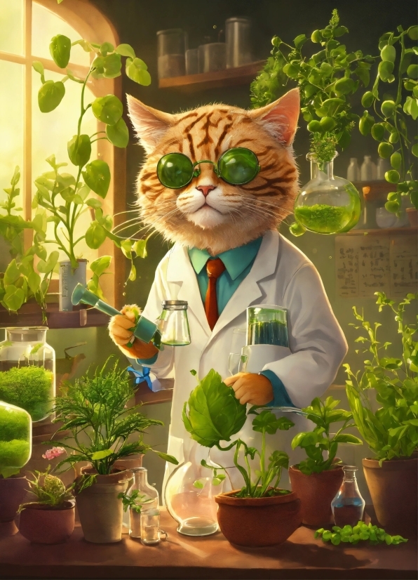 Plant, Cat, Flowerpot, Houseplant, Botany, Leaf