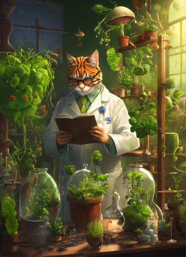 Plant, Cat, Green, Flowerpot, Botany, Orange