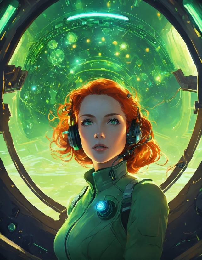 Profile Illustration, Light, Green, Cartoon, Fun, Space
