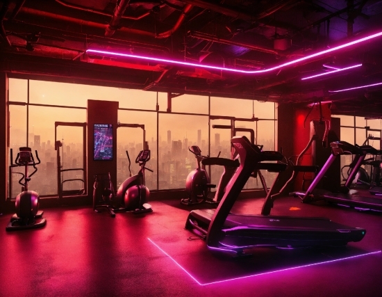Purple, Building, Interior Design, Entertainment, Exercise Machine, Floor