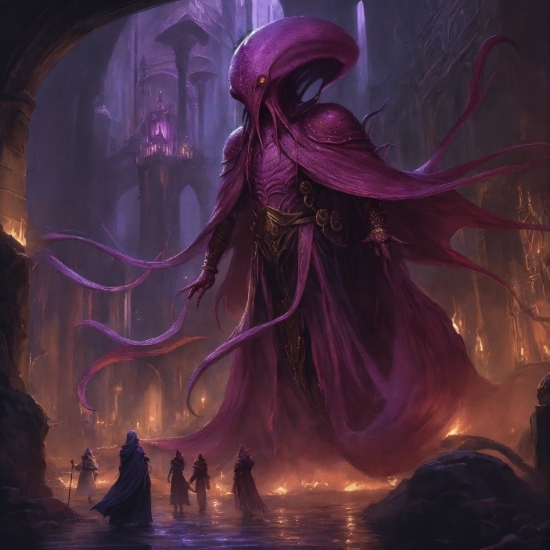 Purple, Mythical Creature, Cg Artwork, Art, Darkness, Fictional Character