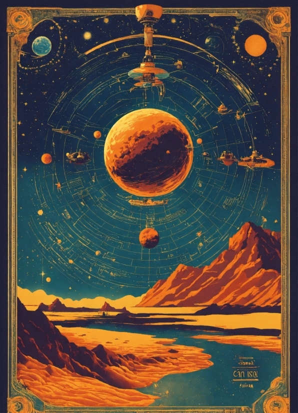 Rectangle, Art, Poster, Astronomical Object, Painting, Space
