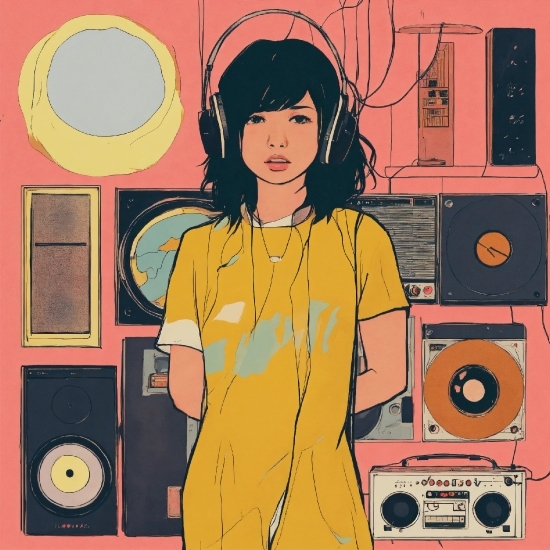 Sailor Moon Phone Wallpaper, Orange, Art, Yellow, Illustration, Audio Equipment