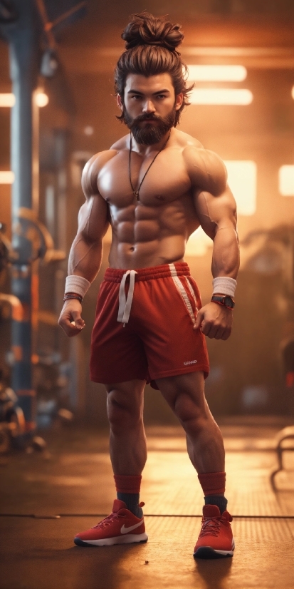 Shorts, Glove, Muscle, Chest, Boxing, Bodybuilder