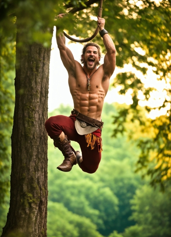 Shorts, People In Nature, Branch, Tree, Happy, Bodybuilder