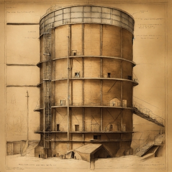Silo, Wood, Cylinder, Gas, Tints And Shades, Parallel