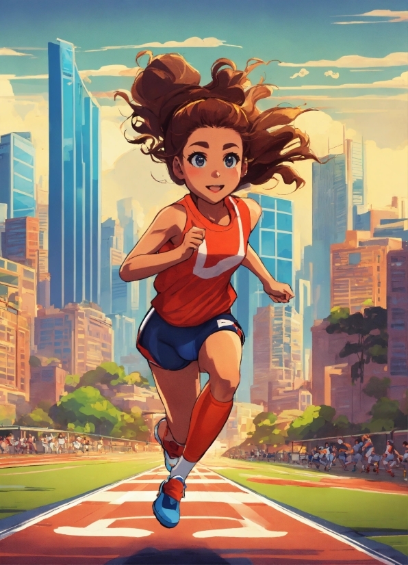 Sky, Building, Track And Field Athletics, Cartoon, Painting, Exercise