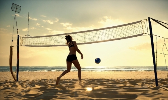 Sky, Cloud, Sports Equipment, Volleyball Net, Active Shorts, Volleyball