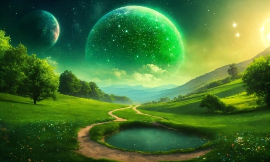 Sky, Plant, Green, Atmosphere, Water, Moon