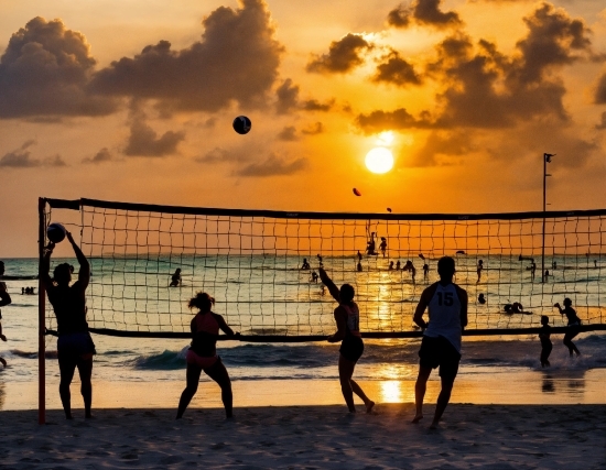 Sky, Volleyball Net, Cloud, Sports Equipment, Photograph, Active Shorts