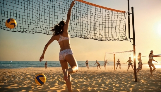 Sky, Volleyball Net, Sports Equipment, Photograph, Active Shorts, Ball
