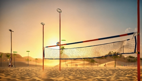 Sky, Volleyball Net, Street Light, Net Sports, Sports Equipment, Dusk