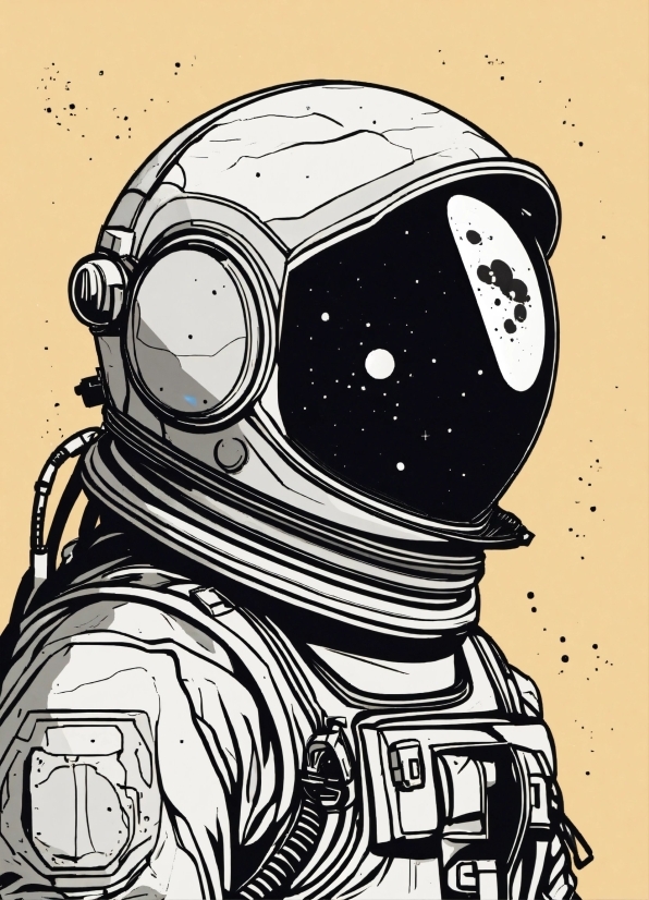 Sleeve, Eyewear, Art, Headgear, Font, Astronaut