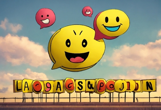 Smile, Cloud, Sky, Happy, Yellow, Font