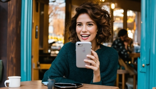 Smile, Human, Mobile Phone, Communication Device, Telephony, Table