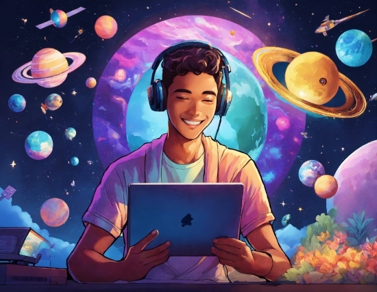 Smile, World, Personal Computer, Cartoon, Purple, Computer
