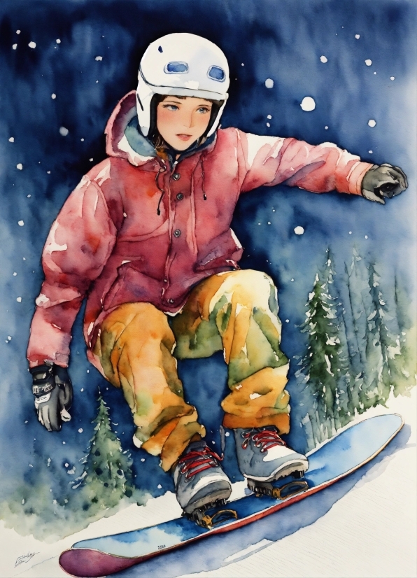 Snow, Sports Equipment, Fun, Art, Tree, Slope