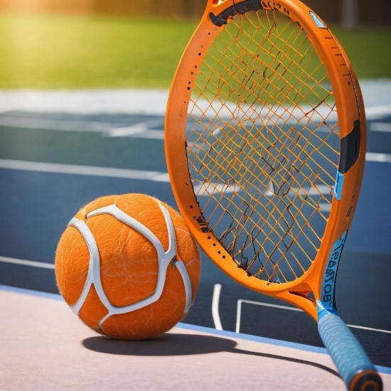 Sports Equipment, Basketball, Tennis, Orange, Wood, Strings