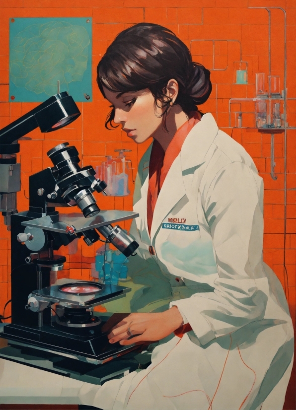 Stock Image Woman, Microscope, Laboratory, Drill Presses, Scientist, Scientific Instrument