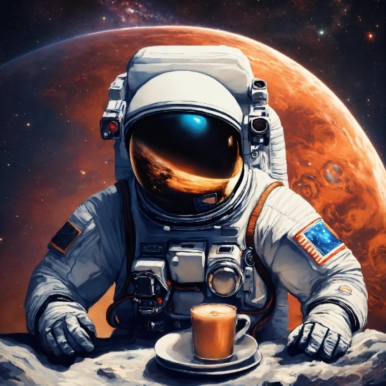 Tableware, Astronaut, Helmet, Coffee, Astronomical Object, Tea