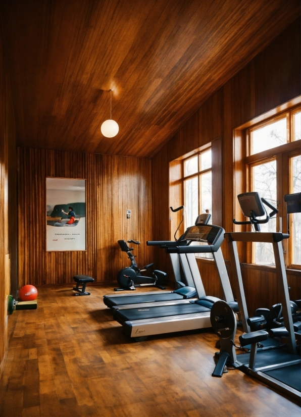 Treadmill, Building, Exercise Machine, Wood, Window, Flooring