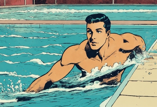 Water, Head, Swimming Pool, Muscle, Azure, Human Body