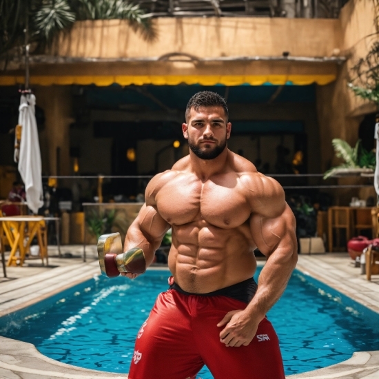 Water, Shorts, Swimming Pool, Muscle, Bodybuilder, Bodybuilding