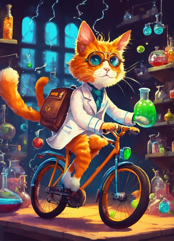 Wheel, Tire, Bicycle, Cat, Vehicle, Orange