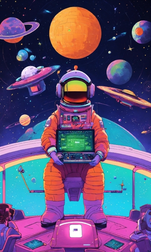 World, Art, Purple, Cartoon, Astronaut, Poster