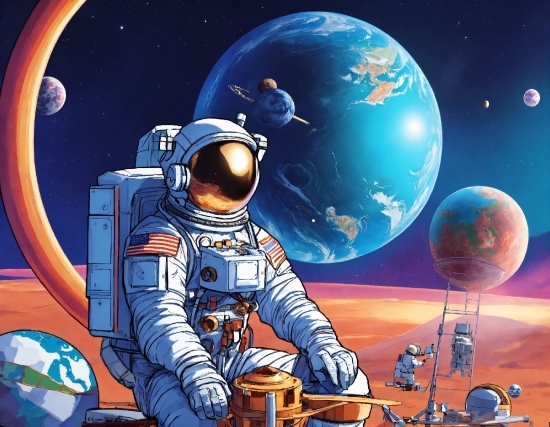 World, Astronaut, Art, Astronomical Object, Cartoon, Space