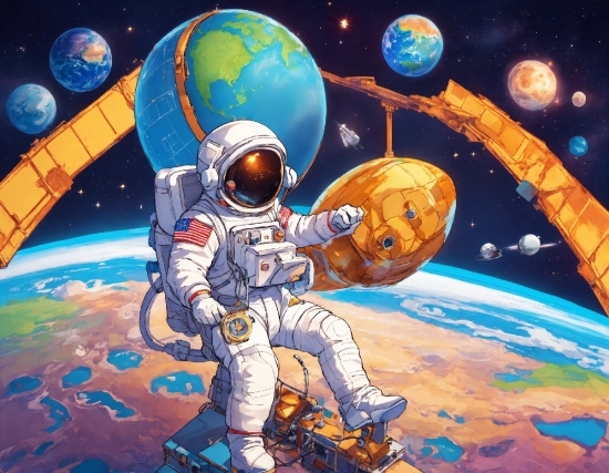 World, Astronaut, Art, Astronomical Object, Satellite, Painting