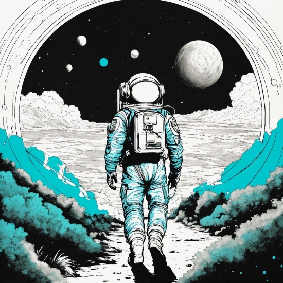 World, Astronaut, Human, Moon, Art, Font