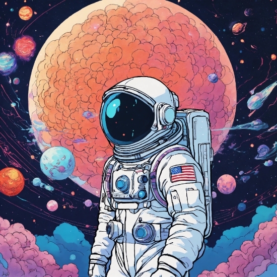World, Astronaut, Organism, Astronomical Object, Art, Paint
