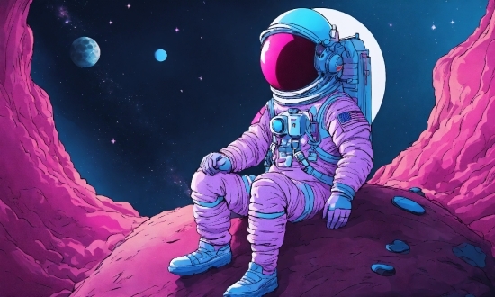 World, Astronaut, Purple, Pink, Art, Violet