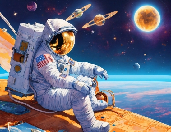 World, Astronaut, Sky, Art, Moon, Astronomical Object