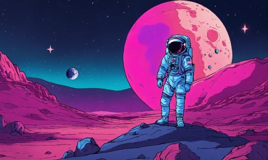 World, Sky, Astronaut, Pink, Art, Astronomical Object